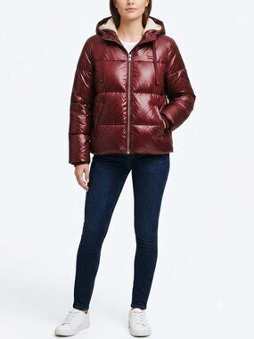 Levi's Sherpa Puffer Jacket Women XL Red Burgundy Quilted NWT